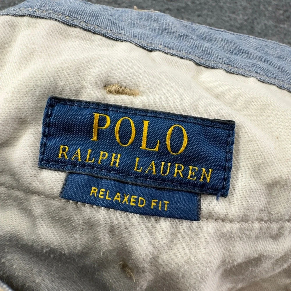 Polo Ralph Lauren Relaxed Fit Khaki Chino Shorts Mens 36 Tan Cotton Twill